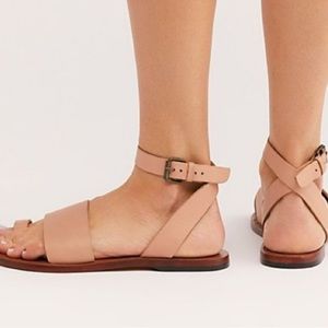 {38} Free People Torrance Nude Flat Wrap Sandals